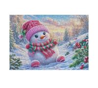 Snowman Pink Hat Rompicapo 300 Pezzi Per Nonni E Nipoti Cartone Rigido Esercizio Mentale Per Serate in Famiglia Da Passatempo Con Poster Incluso 300 PCS