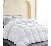 SNOWMAN Piumone in piuma per letto king size, lussuoso, per tutte le stagioni, con tessuto misto cotone, imbottitura 1,36 g, design plissettato (bianco, 274 x 248,9 cm)