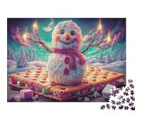 Snowman Sits on S'more with Candle Arms Puzzle Wildlife 1000 Pezzi Per Adulti - Rilassamento E Gioco Familiare, Come Regalo E Decorazione Da Parete 70x50cm/1000pcs