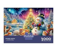 Snowman with Forest Animals And Yarn Puzzle Da 1000 Pezzi Christmas Snowman Sfida Di Ingegno Per Tutte Le Età 38x26cm/1000pcs