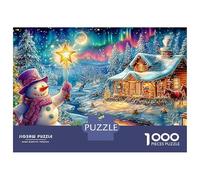 Snowman with Star by Cozy Cabin Puzzle Da 1000 Pezzi Christmas Snowman Divertimento Di Ingegno Per Adulti E Bambini 52x38cm/1000pcs