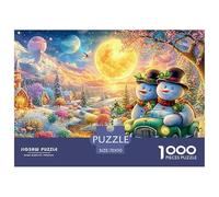Snowmen in Car, Festive Winter Scene Puzzle Da 1000 Pezzi Christmas Style Divertimento Di Ingegno Per Adulti E Bambini 70x50cm/1000pcs