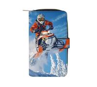 Snowmobile Action Snowy Scene Womens PU Leather Wallet Long Purse Clutch Organizer per Ufficio Viaggio