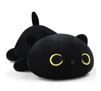 SNOWOLF Cuscino in peluche a forma di gatto, peluche Kawaii, super morbido, per ragazze e ragazzi, regalo di compleanno (30 cm, nero)