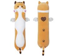 SNOWOLF Gatto Morbido Cuscino Peluche Lungo Tiro per Dormire Cotone Gattino Ripiene Carino Peluche Bambola Giocattolo Regalo per Bambini Fidanzata (Yellow, 110cm)