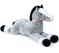 SNOWOLF gigante peluche giocattolo cavallo grande giocattolo animale farcito Pony Unicorno peluche bambola regali per i bambini, San Valentino, Natale (grigio, 90cm)
