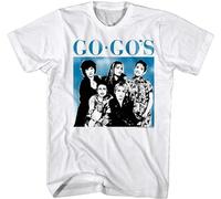 SNOWRECIPE Go Go's Photo Men's T-Shirt Group Shot Wave La Band Pop Tee White XXL