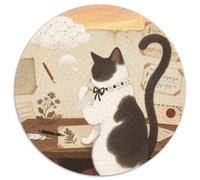 Snowshoe Cat Rundes 1000 Puzzle Animals Rundes Puzzle Familienpuzzle Schwieriges Großes Puzzle Pädagogisches Für Erwachsene Einzigartiges Herausforderungsspiel 1000pcs (67.5x67.5cm)