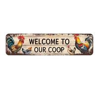 snowsun Cartello stradale con scritta "Welcome to Our Coop" (lingua italiana non garantita), in metallo, vintage, in alluminio, per casa, cortile, bar, caffetteria, garage, negozio, 40,6 x 10,2 cm