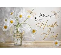 Snowsun Targa in metallo con scritta "Always Stay Humble and Kind Dragonfly Funny Retro Vintage Targa in alluminio per casa giardino caffè decorazione da parete Targa in metallo 20,3 x 30,5 cm
