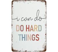 Snowsun Targa in metallo con scritta "I can do hard things" in stile vintage, in alluminio, per cucina, casa, ufficio, bar, caffetteria, decorazione, 20,3 x 30,5 cm