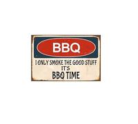 snowsun Targa in metallo con scritta in inglese "BBQ I Only Smoke The Good Stuff", in alluminio, stile vintage, per casa, cucina, bagno, giardino, bar, 20,3 x 30,5 cm