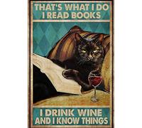 Snowsun Targa in metallo con scritta in lingua inglese "That's What I Do I Read Books I Drink Wine and I Know Things Art Wall Home", 30,5 x 20,3 cm, stile vintage, divertente, decorazione da parete