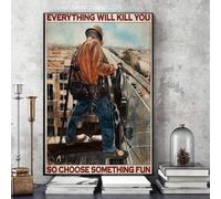 Snowsun Targa in metallo con scritta "Ironworker Everything Will Kill You So Choose Something Fun", in alluminio, per casa, giardino, caffè, decorazione da parete, 20,3 x 30,5 cm