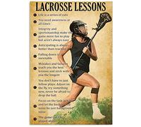 snowsun Targa in metallo Lacrosse Life Lessons cartello vintage divertente cartello retrò in alluminio per casa, cortile, giardino, bar all'aperto 20,3 x 30,5 cm