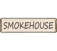 snowsun Targa in metallo SmokeHouse, stile vintage, retrò, in alluminio, per cucina, casa, giardino, parete, bar, caffetteria, decorazione, 10,6 x 40,6 cm
