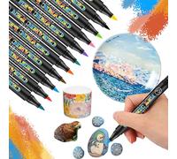 Snowtain atossi 12 Colori Pennarelli Indelebili Acrilici,tossici e Inodori,a Base d'Acqua ad Asciugatura Rapida,marker a punta morbida per Tessuti, Ceramica, Legno, Pietra, Vetro, Plastica, Metallo