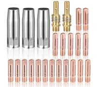 Snowtain Consumo saldatura MB15AK MIG/MAG - Set 25 pezzi: 15 punte contatto M6 (0,6-1,2 mm), 3 ugelli gas conici, 2 supporti ugello - Parti ricambio per torcia saldante