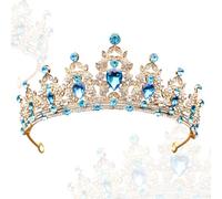 Snowtain Principessa Wedding Tiara, Tiara di Cristallo con Corona, Corona di Cristallo per Ragazze, Corona con Strass per Corona Nuziale, Matrimonio, Ballo di Fine Anno, Spettacolo (Oro Diamante Blu)