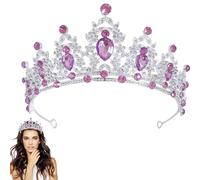 Snowtain Tiara Diadema, 1 Pcs Principessa Wedding Tiara, Tiara di Cristallo con Corona, Corona con Strass per Spettacolo Nuziale, Ballo di Fine Anno, Festa da Principessa(Argento, Strass Viola)