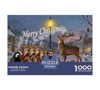 Snowy Christmas Village Puzzle in Legno Impermeabile Puzzles Da 1000 Pezzi Regali Per Adulti Colorati Giochi Educativi