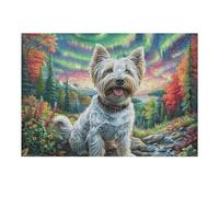 Snowy Cute West Highland White Terrier Rompicapo 300 Pezzi Per Regalo Di Battesimo Cartone Spesso Per Bambini Tema Baby Per Attività Educativa Con Confezione Regalo Da Passatempo 300 PCS/40x28cm