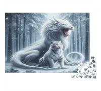 Snowy Forest with White Dragon And Tiger Jigsaw Puzzle Impossible 1000 Pezzi Decorazione Per La Casa. Giochi Rilassamento E Intelligence Per Adulti E Bambini Da 12 Anni 52x38cm/1000pcs