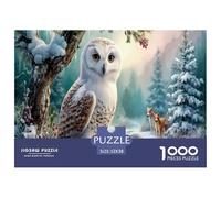 Snowy Gufo Jigsaw Puzzle Impossible 1000 Pezzi Foresta Gelata Winter Decorazione Per La Casa. Rilassamento E Intelligence Per Adulti E Ragazzi Da 14 Anni 52x38cm/1000pcs