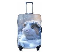 Snowy Guinea Pig Sparkle Travel Luggage Covers - Elasticità Valigie Coperture Protector per bagagli 45-81 cm, Nero , L