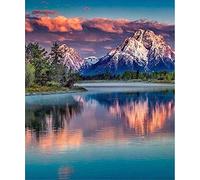 Snowy Mountain Under The Clear River -30x30cm Diamante Pieno Ricamo Rotondo Fai da Te Diamante 5D Pittura a Punto Croce Kit Diamante 2019 Decorazione della casa Pittura