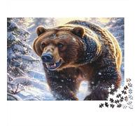 Snowy Orso Passeggiata Puzzle 1000 Pezzi Idea Regalo Uomo E Donna Orso marrone che cammina nella neve Giochi Educativo Sfida Regalo Intrattenimento Creativo Decorazione Casa 52x38cm