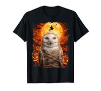 Snowy Owl Mummy in Creepy Pumpkin Patch sulla Notte di Halloween Maglietta