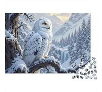 Snowy Owl Perch Puzzle 1000 Pezzi in Cartone Riciclato Per Adolescenti Tempo Libero Passare Il Tempo Regalo Set Completo Con Poster 38x26cm/1000pcs