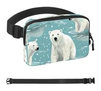 Snowy Polar Bear-1580 Marsupio per uomini e donne, marsupio con tracolla regolabile, alla moda, borsa a tracolla ovunque, per viaggi all'aperto, corsa, escursionismo, multicolore, 4 x 23 x 15 cm,