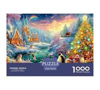 Snowy Town, Penguins, Teddy Bears by Tree Puzzle Da 1000 Pezzi Christmas Style Divertimento Di Ingegno Per Adulti E Bambini 70x50cm/1000pcs