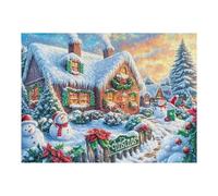 Snowy Town Warm Light Puzzle 500 Pezzi Per Adulti in Cartone Rigido 3D Panoramico Per Viaggi E Vacanze Miglioramento Concentrazione Edizione Esclusiva Qualità 500 PCS（52×38cm）