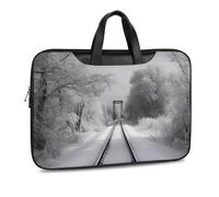 Snowy Train Tracks Borsa a tracolla in pelle stampata per uomo donna borsa da viaggio Business Office Hangbag Laptop Pack Crossbody, Stile nero, 42x30.5cm