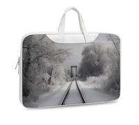 Snowy Train Tracks Borsa a tracolla in pelle stampata per uomo donna borsa da viaggio Business Office Hangbag Laptop Pack Crossbody, Stile bianco, 42x30.5cm