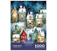 Snowy Village Houses 1000 Pezzi Puzzle Premium Cozy Winter Charm Puzzle Classico Cartone Spesso - Ultra Difficile, Anti-stress E Relax, Ideale Per Divertimento Indoor 38x26cm/1000pcs