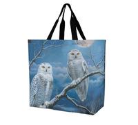 Snowy Wolf - Borsa a tracolla da donna, con luna piena, riutilizzabile, leggera, per la spesa, da viaggio