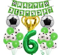 SNOWZAN 25 Pezzi Calcio 6° Compleanno Decorazione Ragazzi Calcio Decorazione Compleanno Bambini 6 Anni Calcio Festa Decorazione Accessori Palloncino 6° Compleanno Ragazzo Festa di Calcio Calcio Pallon