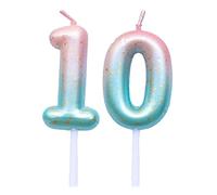 SNOWZAN Numero Candele di Compleanno Viola Blu Glitter Birthday Cake Topper Decorazione Gradiente Numero Candele 10 Anni Cake Topper Candele per Matrimonio Compleanno Anniversario Festa di Laurea