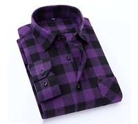 SNPP Camicie da Uomocamicia A Maniche Lunghe in Flanella Primaverile da Uomo Camicia A Quadri Viola Scuro Pelle Morbida Amichevole Calore alla Moda Regali di Compleanno Perfetti Regali per Uomo,XL