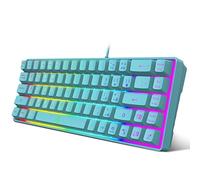 Snpurdiri Tastiera da gioco al 60%, ergonomica, piccola mini, silenziosa tastiera RGB compatta con retroilluminazione per Windows, PC, laptop, gioco (68 tasti, blu)