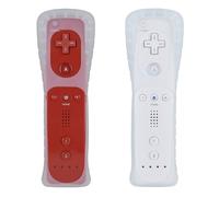 Snrigw Telecomando di ricambio compatibile con controller Wii/Wii U con Nunchuck con Motion Plus, per console Wii/Wii U, confezione da 2 (rosso e bianco)
