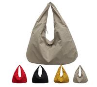 Snrtevu Borsa tote da donna in tinta unita, drappeggiata, grande capacità, alla moda, versatile, borsa a tracolla, borsa multiuso, borsa tote in tinta unita, per lavoro e uso quotidiano, cachi, 50*21