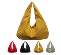 Snrtevu Borsa tote da donna in tinta unita, drappeggiata, grande capacità, alla moda, versatile, borsa a tracolla, borsa multiuso, borsa tote in tinta unita, per lavoro e uso quotidiano, Giallo, 50*21