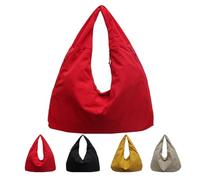 Snrtevu Borsa tote da donna in tinta unita, drappeggiata, grande capacità, alla moda, versatile, borsa a tracolla, borsa multiuso, borsa tote in tinta unita, per lavoro e uso quotidiano, Rosso, 50*21