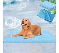 Snrtevu Brivizampa Tappetino Refrigerante, Tappetino Estivo Rinfrescante Brivizampa, Cooling Dog Blanket For Indoors Outdoors Car, Washable, Non Slip, No Gel, Self Cool (BLUE,M+L)