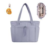 Snrtevu Luvtoo The Ultimate Puffer Tote Bag, Luvtoo Puffer Tote Bag, Large Quilted Handbag with Compartments and Zip for Work School Office and Travel (Purple)